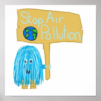 Teal stop air pollution print