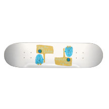 Teal stop air pollution skateboard deck