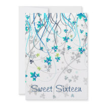 Teal Streamers Sweet Sixteen Party Personalized Announcement