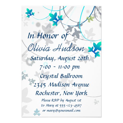 Teal Streamers Sweet Sixteen Party Personalized Announcement
