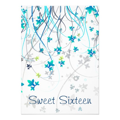 Teal Streamers Sweet Sixteen Party Personalized Announcement