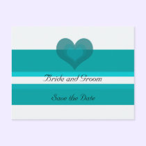 Teal Striped Save the Date postcards