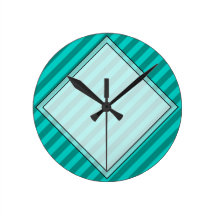 Teal Stripes. Round Wallclock