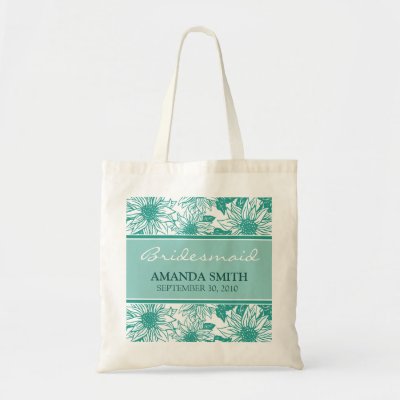 Teal Sunflowers Personalized Wedding Party Bag by TheWeddingShoppe