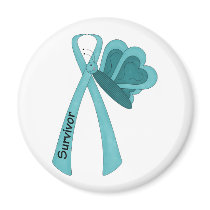 Teal- Survivor Ribbon magnets by AwarenessAlley Teal- Survivor Ribbon magnets