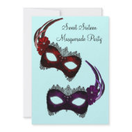 Teal Sweet Sixteen Masquerade Party invitation