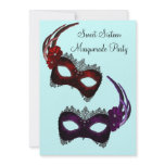 Teal Sweet Sixteen Masquerade Party Personalized Announcements