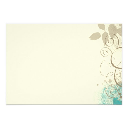 Teal Tan Grunge Swirls Leaves Response Cards Personalized Announcement