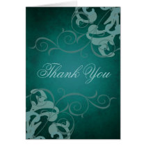 Teal & Teal Scroll Thank You Card