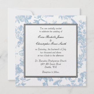 Teal Toile Wedding Invitation invitation