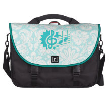 Teal Treble Clef Laptop Commuter Bag
