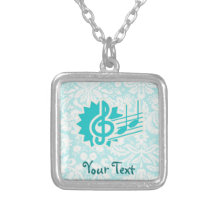 Teal Treble Clef Pendant
