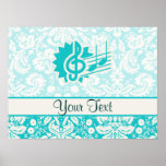 Teal Treble Clef Print