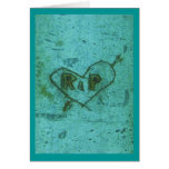 Teal Tree Trunk Graffiti Heart cards