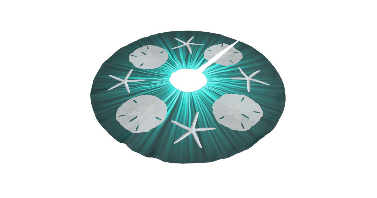 Teal Tropical Christmas Sand Dollars Tree Skirt Zazzle