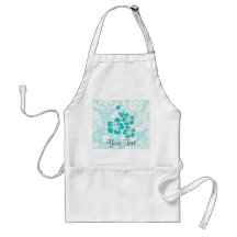 Teal Tropical Flowers Apron
