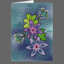 Teal Tulips Card (blank) cards
