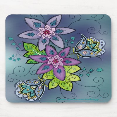 Teal Tulips Mousepad by artology