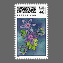 Teal Tulips Postage Stamps stamps