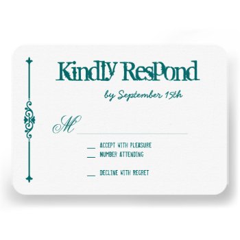 Teal Turquoise Aqua Typography Wedding RSVP Cards