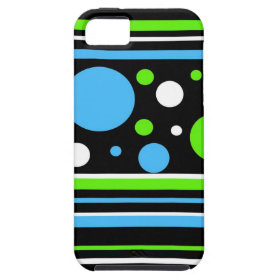 Teal Turquoise Blue Lime Green Stripes Polka Dots iPhone 5 Covers