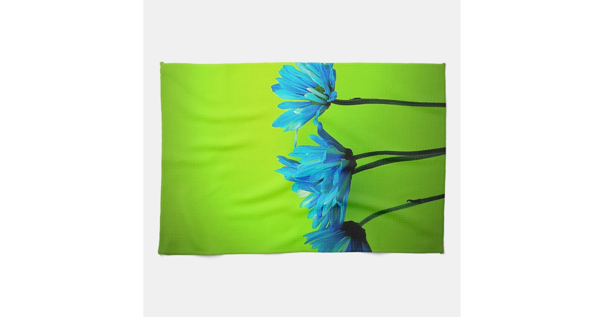 Teal Turquoise Daisies on Lime Green Flowers Gifts Kitchen ...