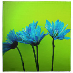 Teal Turquoise Daisies on Lime Green Flowers Gifts Napkin