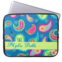 Teal Turquoise Paisley Laptop Case Personalized laptop sleeves
