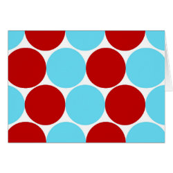 Teal Turquoise Red Big Polka Dots Pattern Gifts Card