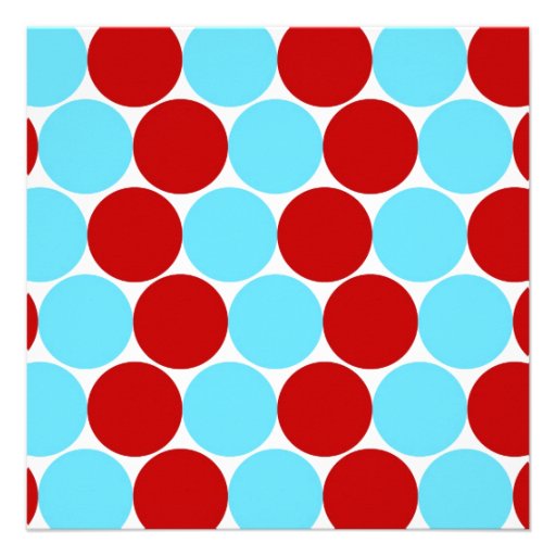 Teal Turquoise Red Big Polka Dots Pattern Gifts Personalized Announcements