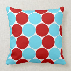 Teal Turquoise Red Big Polka Dots Pattern Gifts Pillows