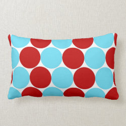 Teal Turquoise Red Big Polka Dots Pattern Gifts Throw Pillow