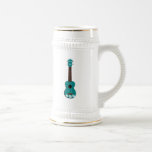 teal ukulele hibiscus design mug