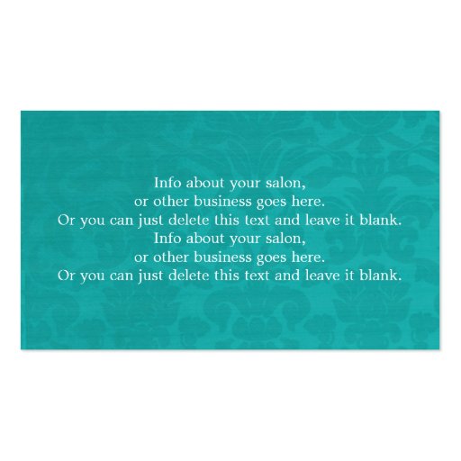 Teal Vintage Background Business Cards (back side)