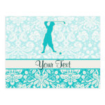 Teal Vintage Golfer Postcards