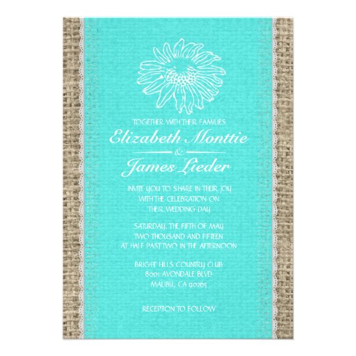 Teal Vintage Lace Wedding Invitations