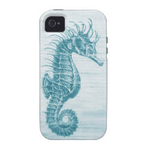 teal vintage seahorse vibe iPhone 4 covers