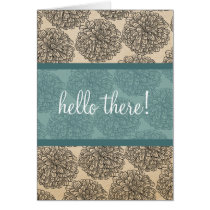 Teal Vintage Zinnia Greeting Card