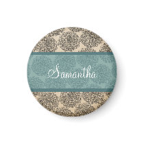 Teal Vintage Zinnia Magnet