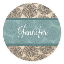 Teal Vintage Zinnia Stickers