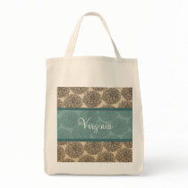 Teal Vintage Zinnia Tote Bag