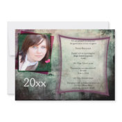 Teal Violet Grunge Photo Graduation Announcement