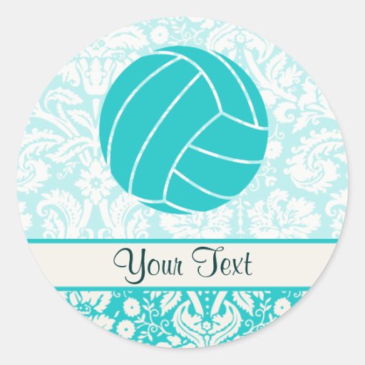 Teal Volleyball Classic Round Sticker Zazzle