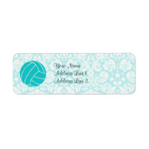 Teal Volleyball Custom Return Address Label
