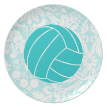 Teal Volleyball Dinner Plates
