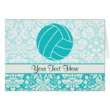 Teal Volleyball Greeting Cards