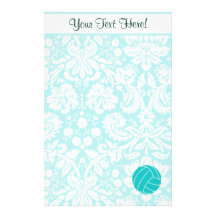 Teal Volleyball Stationery Design