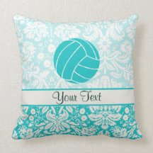 Teal Volleyball Throw Pillow