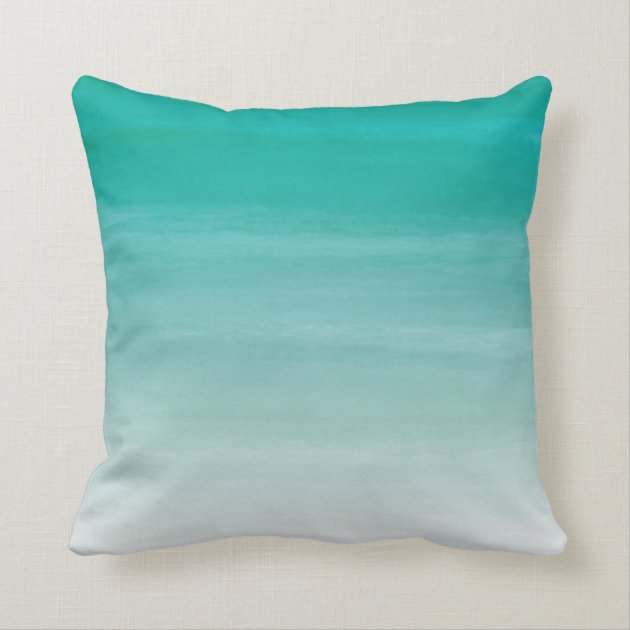 Teal Watercolor Ombre 16"x16" Pillow