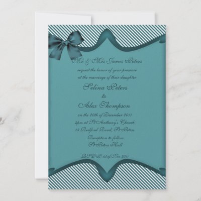 Teal bow Wedding Invitation
